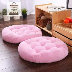 Pack of 2 Round Shape Floor Cushions - Baby Pink