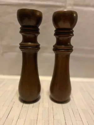 Pair of 10" Wood Candlesticks