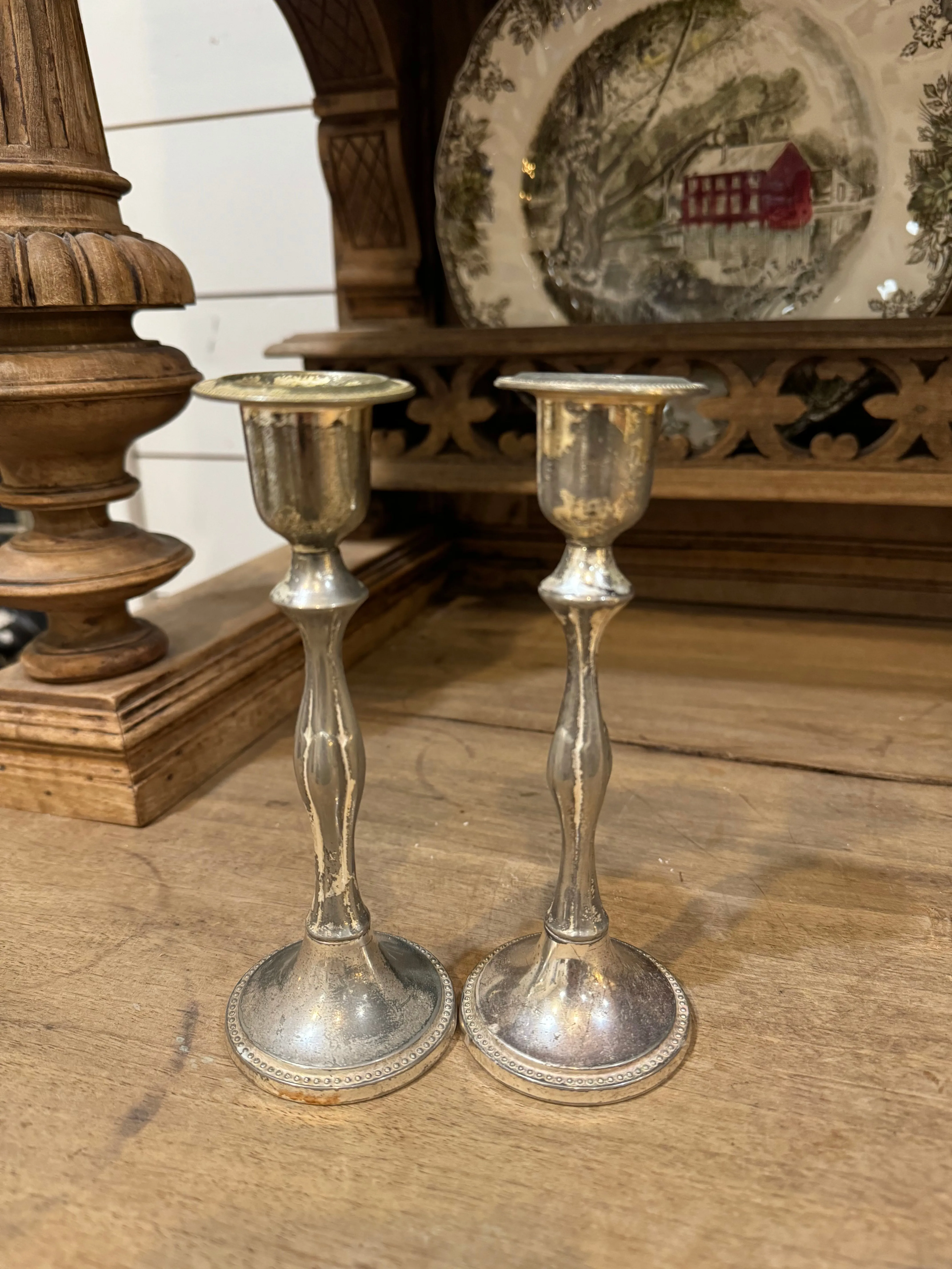 Pair of English Silver Candlesticks