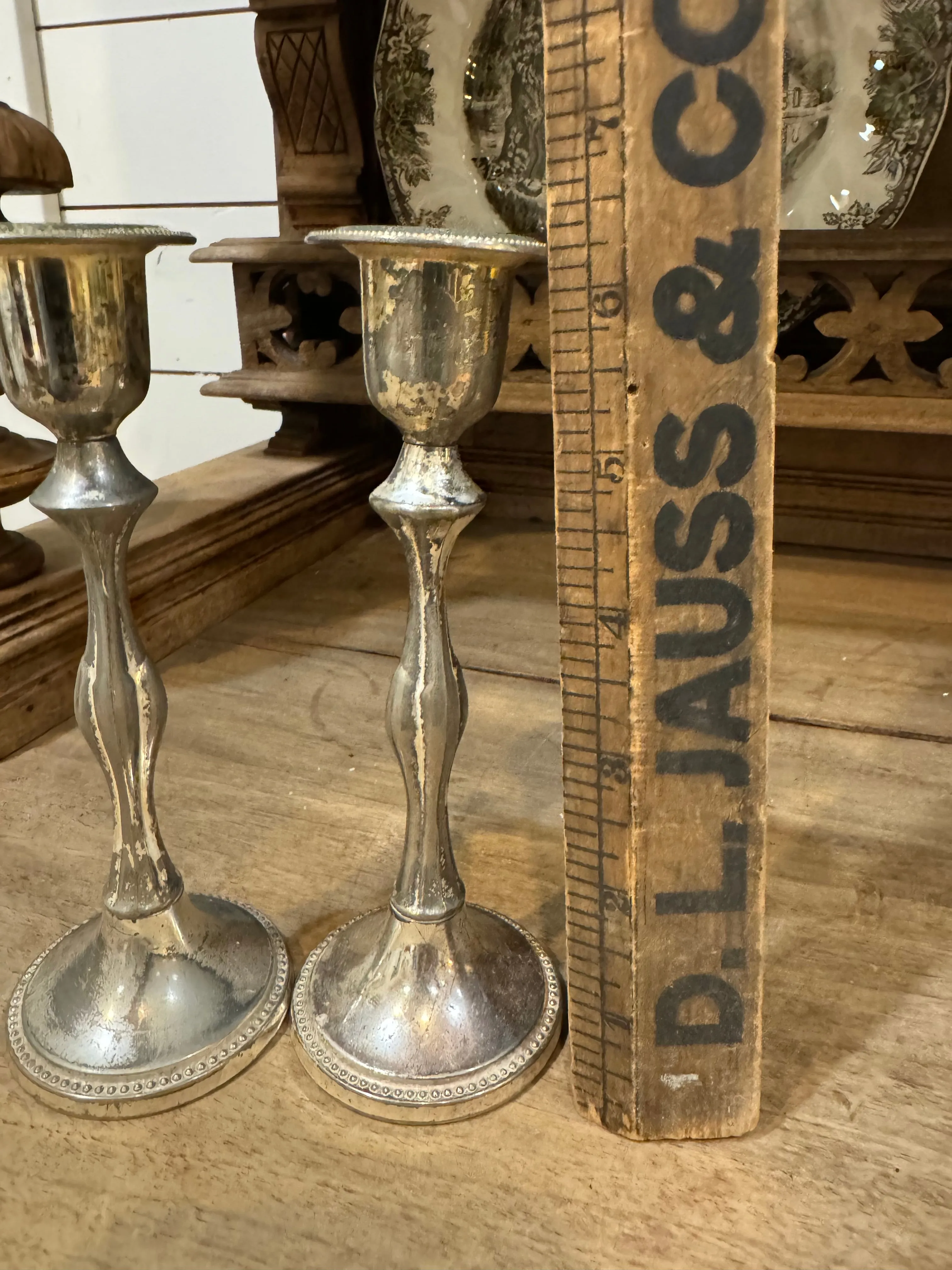 Pair of English Silver Candlesticks