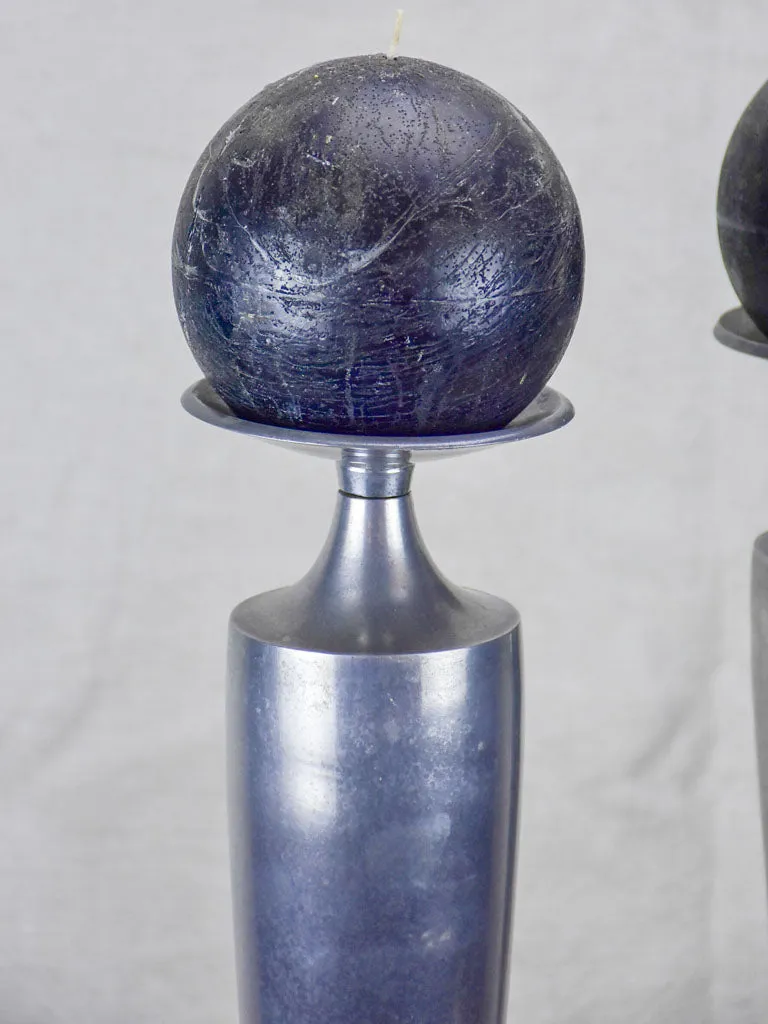 Pair of large vintage candlesticks - aluminium