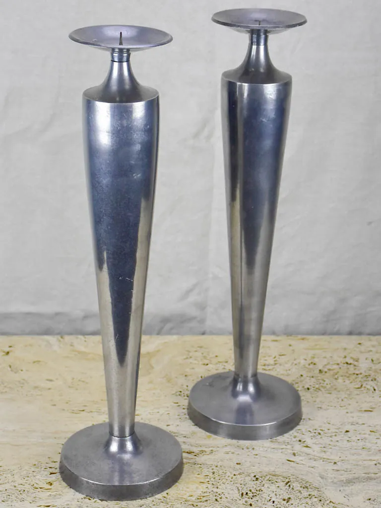 Pair of large vintage candlesticks - aluminium
