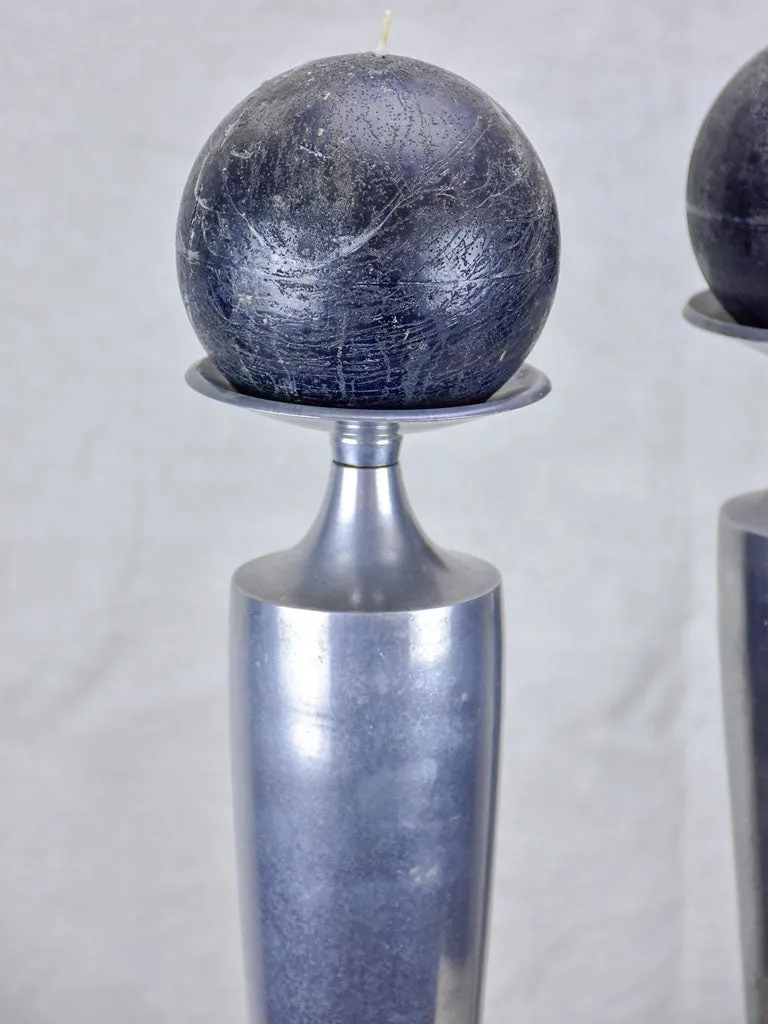 Pair of large vintage candlesticks - aluminium
