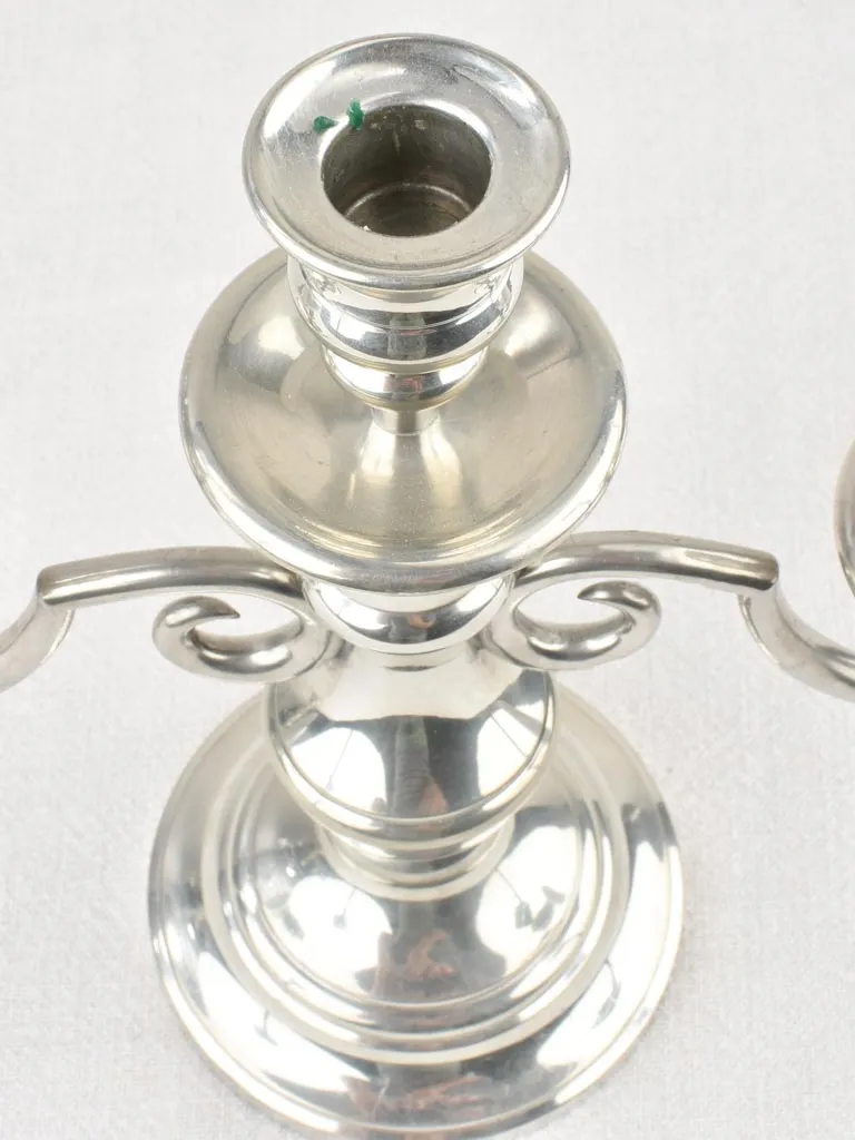 Pair of silver 3 branch candlesticks - vintage
