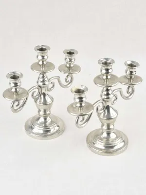 Pair of silver 3 branch candlesticks - vintage