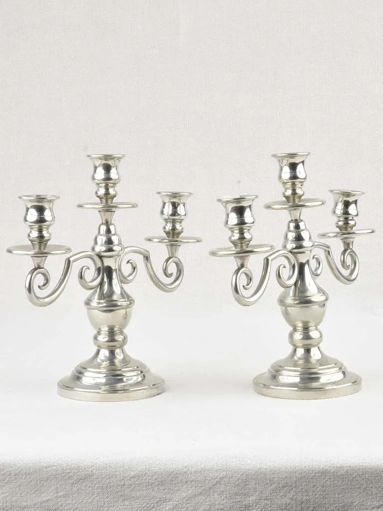 Pair of silver 3 branch candlesticks - vintage