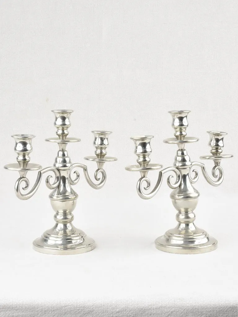 Pair of silver 3 branch candlesticks - vintage