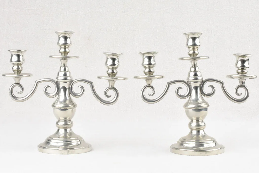 Pair of silver 3 branch candlesticks - vintage