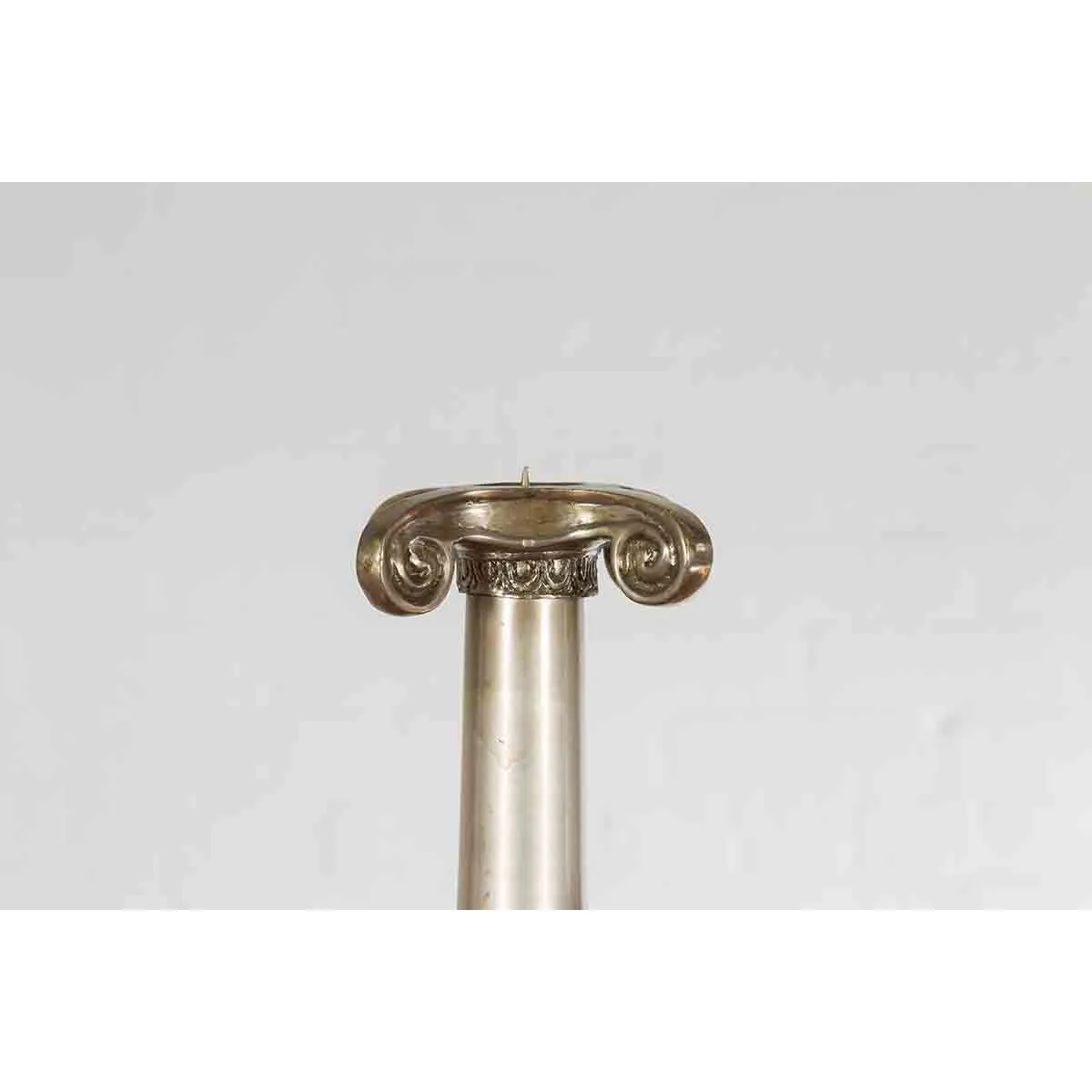 Pair of Silver over Bronze Column Candlesticks
