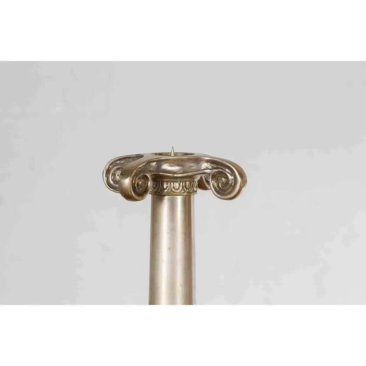 Pair of Silver over Bronze Column Candlesticks