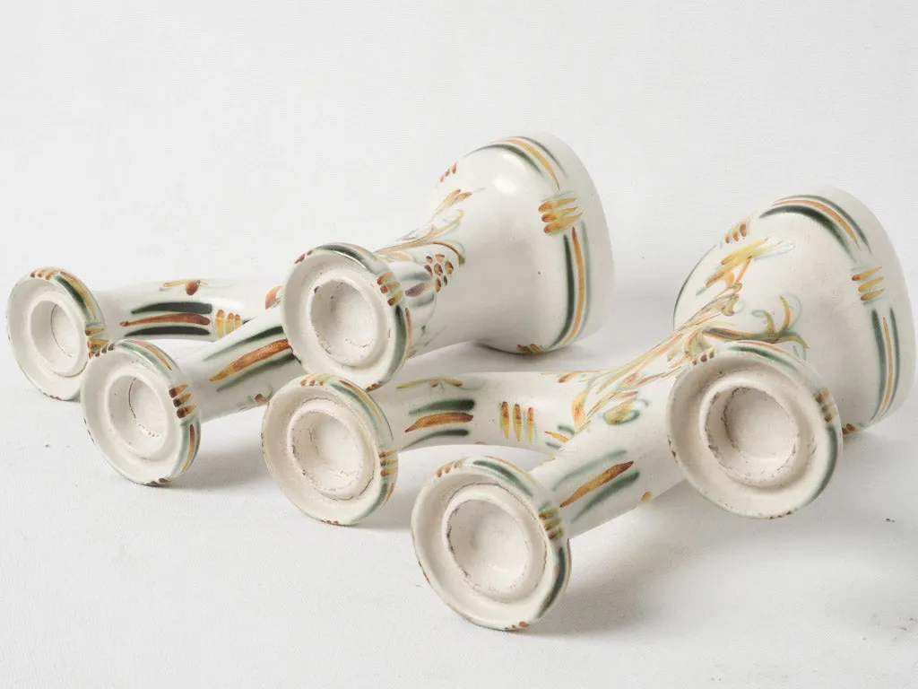 Pair of vintage ceramic Quimper candelabras w/ 3 arms 13"