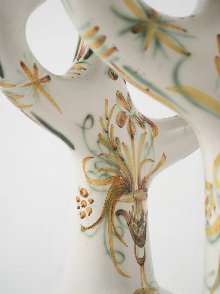 Pair of vintage ceramic Quimper candelabras w/ 3 arms 13"
