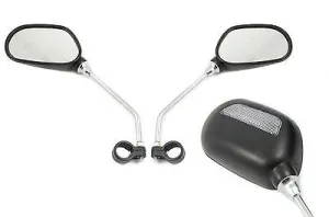 PAIR QUALITY HANDLEBAR MIRRORS FOR BIKE-MOBILITY VEHICLE LONG STEM BLACK-CP MR06