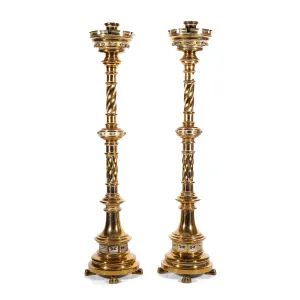 PAIR Vintage Brass Altar Candlesticks