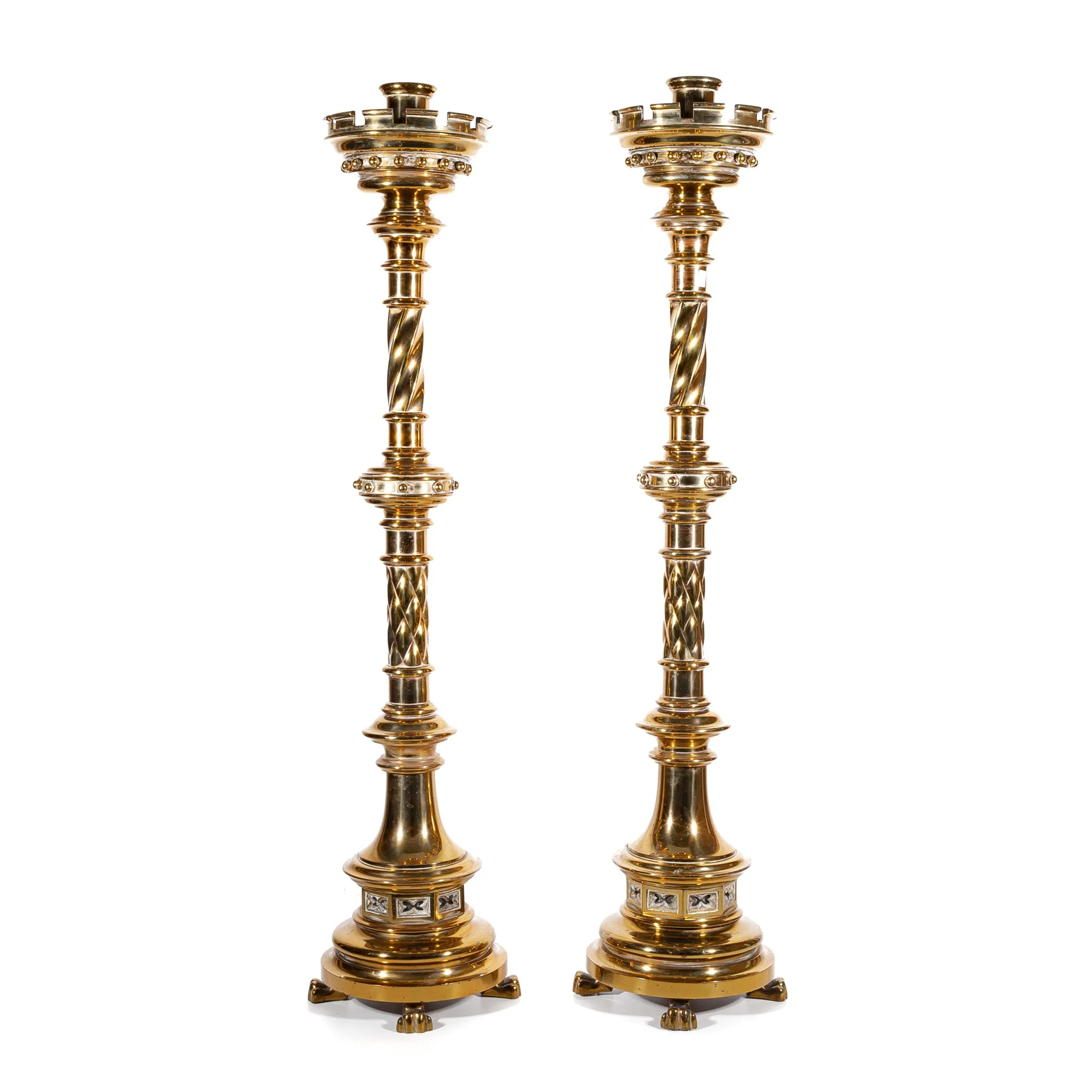 PAIR Vintage Brass Altar Candlesticks