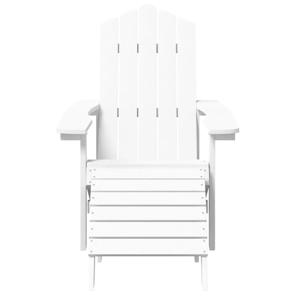 Patio Adirondack Chairs 2 pcs with Footstools HDPE White