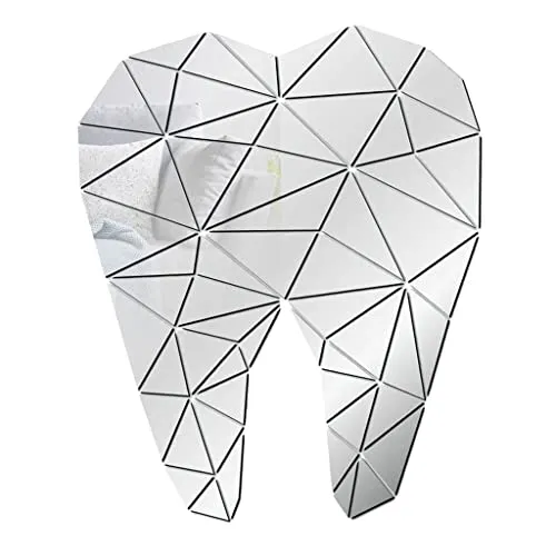 Pinakine® Mirror Art Removable Wall Sticker Acrylic Mural Decal Dental Decor Silver