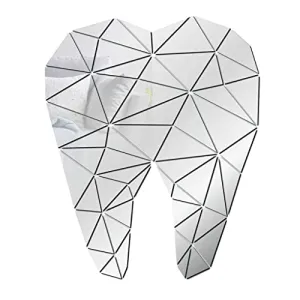 Pinakine® Mirror Art Removable Wall Sticker Acrylic Mural Decal Dental Decor Silver