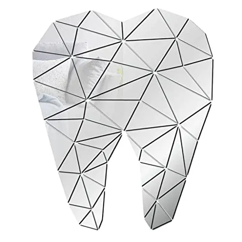 Pinakine® Mirror Art Removable Wall Sticker Acrylic Mural Decal Dental Decor Silver