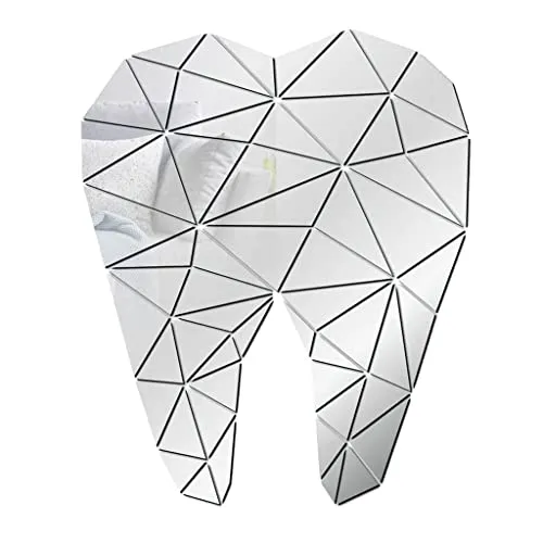 Pinakine® Mirror Art Removable Wall Sticker Acrylic Mural Decal Dental Decor Silver