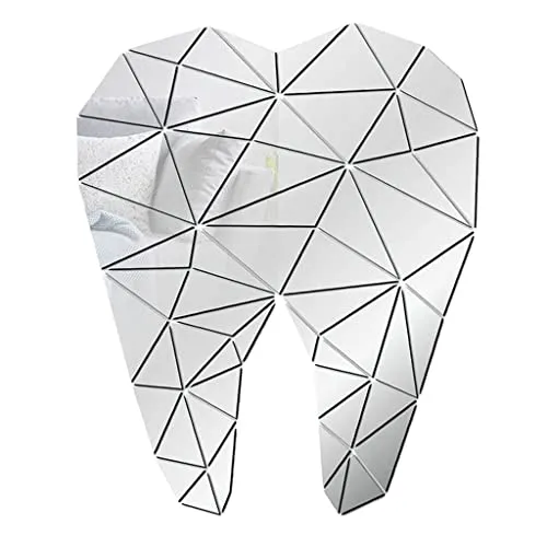 Pinakine® Mirror Art Removable Wall Sticker Acrylic Mural Decal Dental Decor Silver