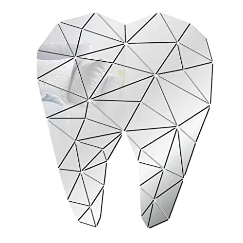 Pinakine® Mirror Art Removable Wall Sticker Acrylic Mural Decal Dental Decor Silver