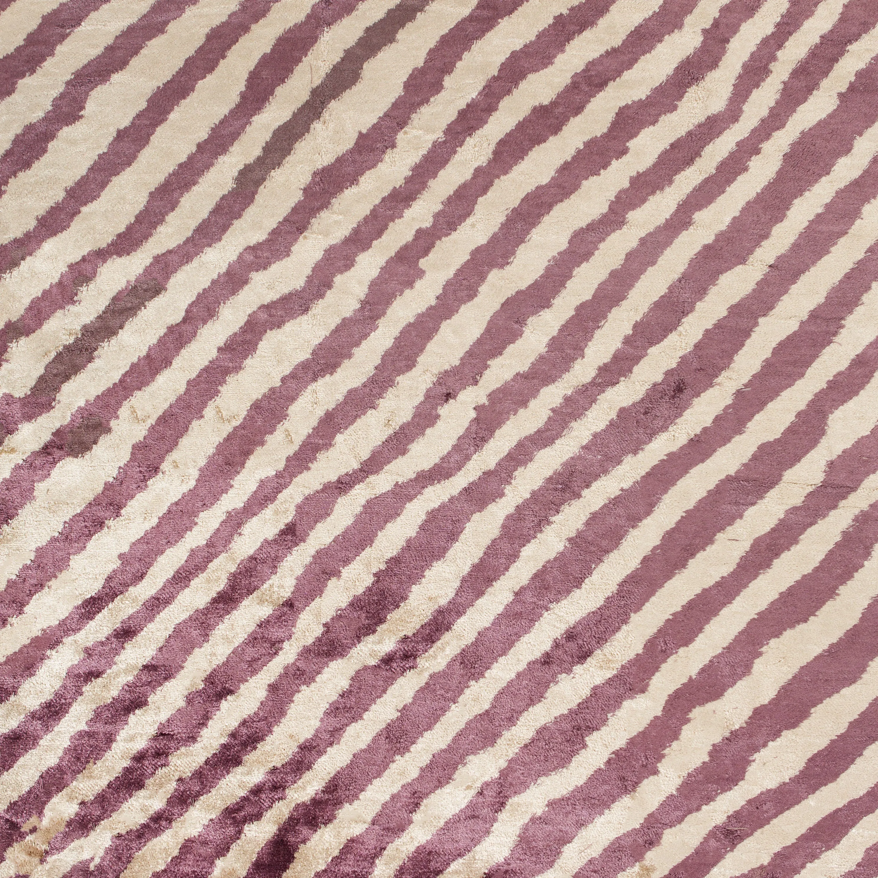 Pink & Ivory Contemporary Wool Rug - 9' x 12'