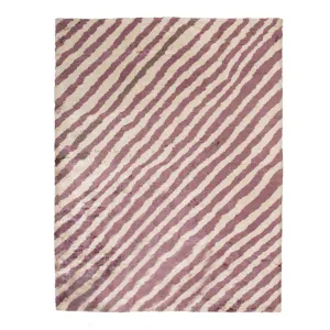 Pink & Ivory Contemporary Wool Rug - 9' x 12'