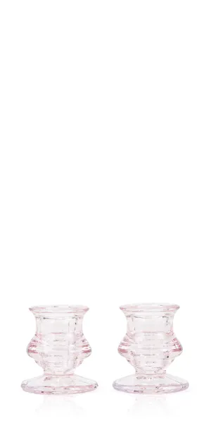 Pink Glass Taper Candle Holders