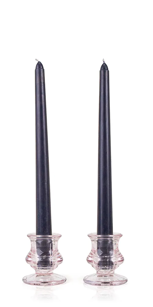 Pink Glass Taper Candle Holders