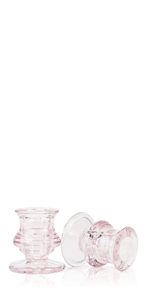 Pink Glass Taper Candle Holders
