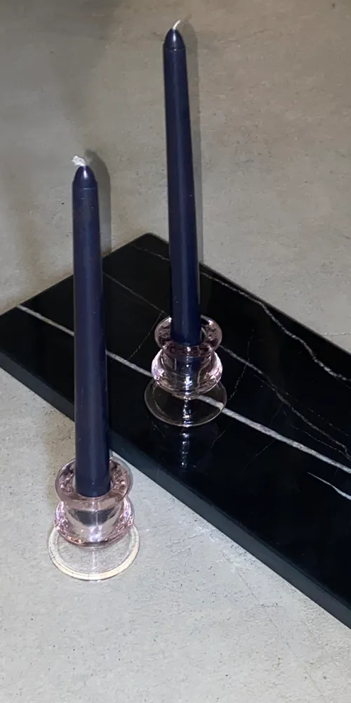 Pink Glass Taper Candle Holders