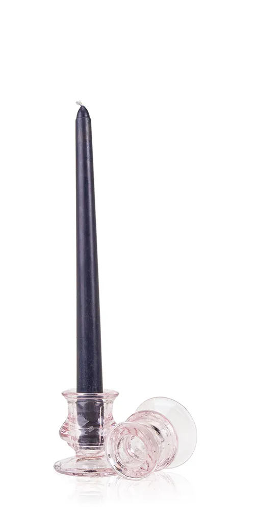 Pink Glass Taper Candle Holders
