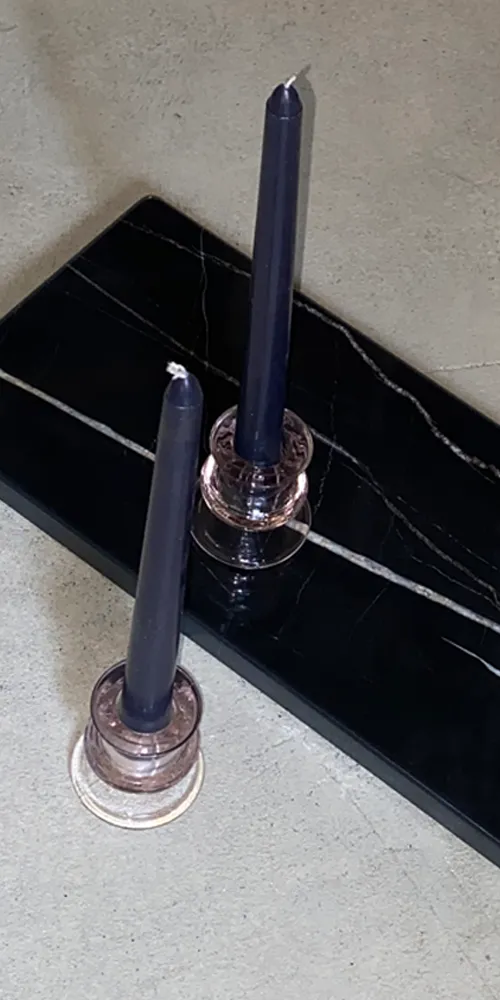 Pink Glass Taper Candle Holders