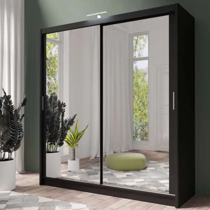 Piper 203cm Sliding Door Wardrobe Black