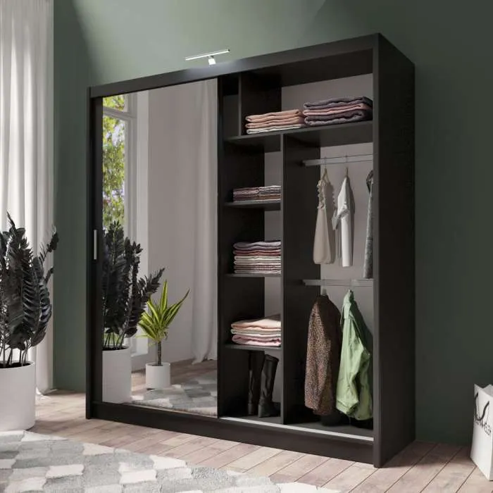 Piper 203cm Sliding Door Wardrobe Black
