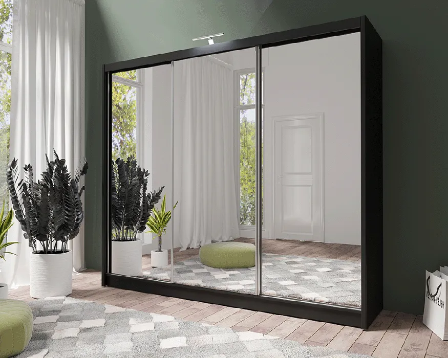 Piper LUX 250cm Sliding Door Wardrobe Black