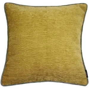 Plain Chenille Contrast Piped Yellow   Grey Cushion