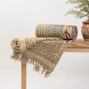 Premium Block Printed Organic Cotton Sofa Throw Blanket