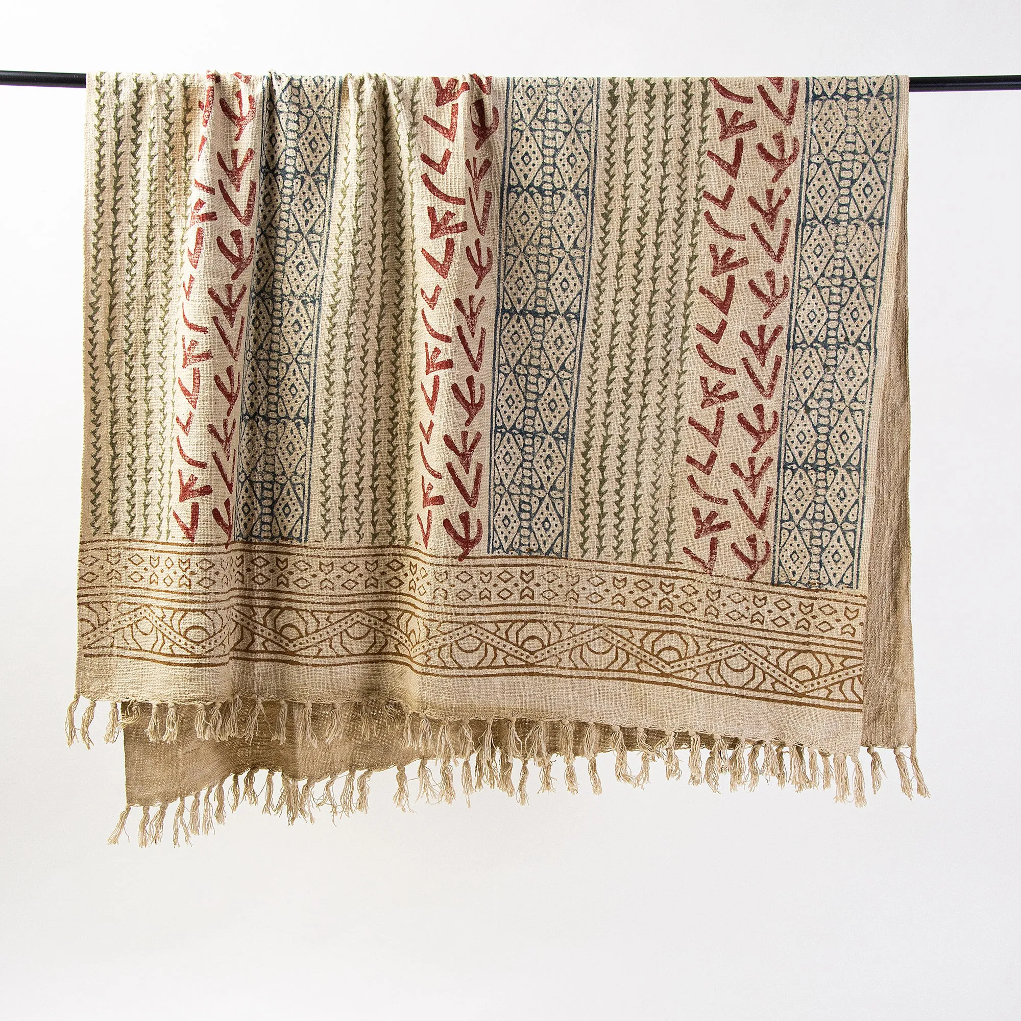 Premium Block Printed Organic Cotton Sofa Throw Blanket