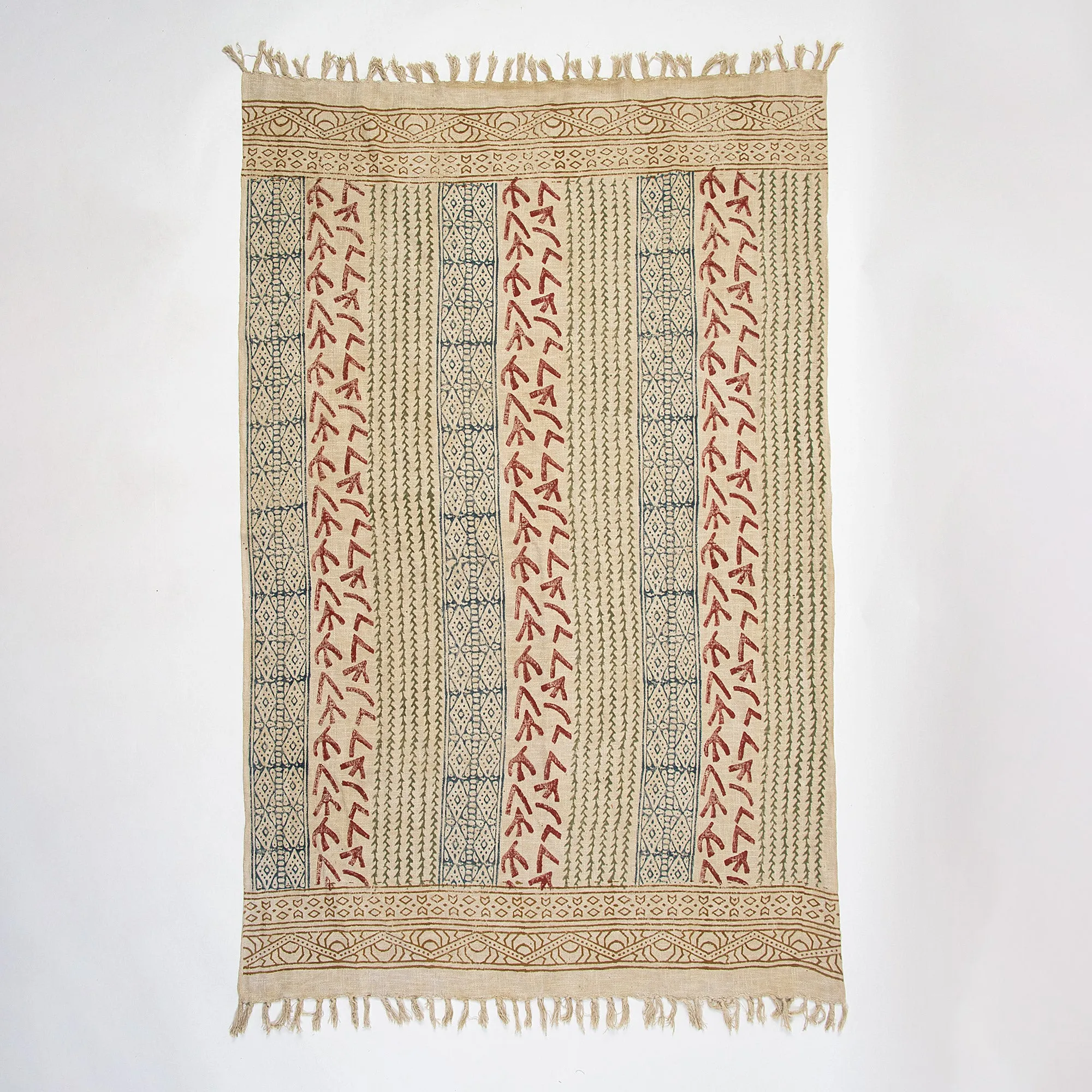 Premium Block Printed Organic Cotton Sofa Throw Blanket
