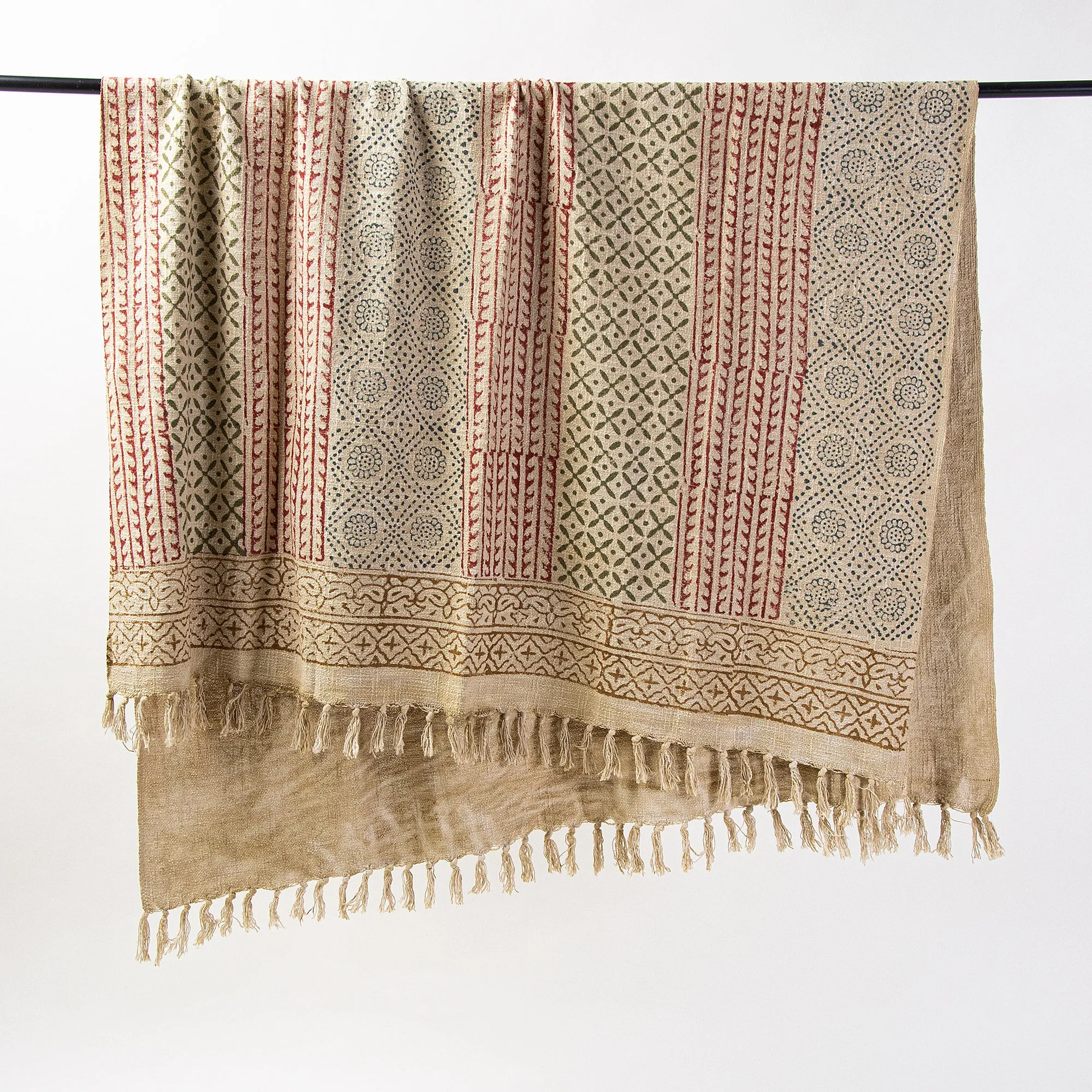 Premium Block Printed Organic Cotton Throws For Sofas