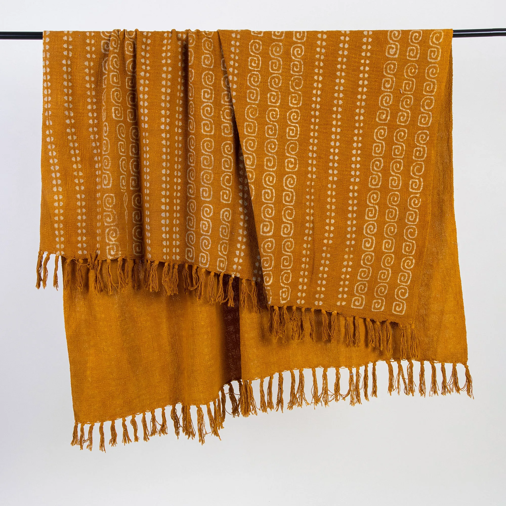 Premium Mustard Hand Block Print Sofa Throw Blanket