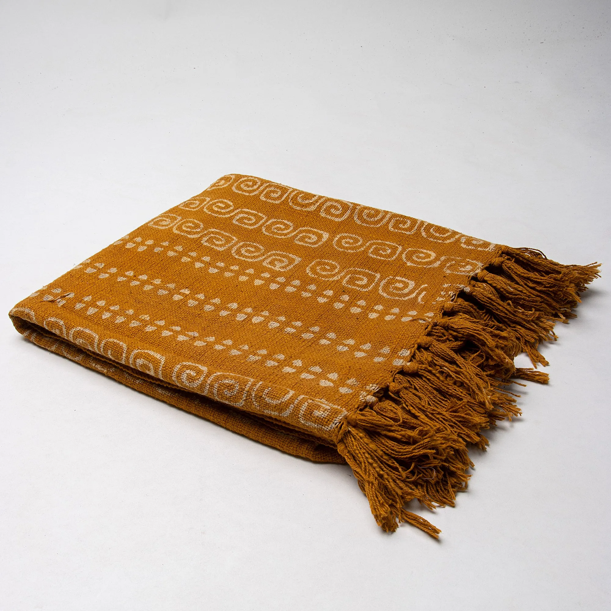 Premium Mustard Hand Block Print Sofa Throw Blanket
