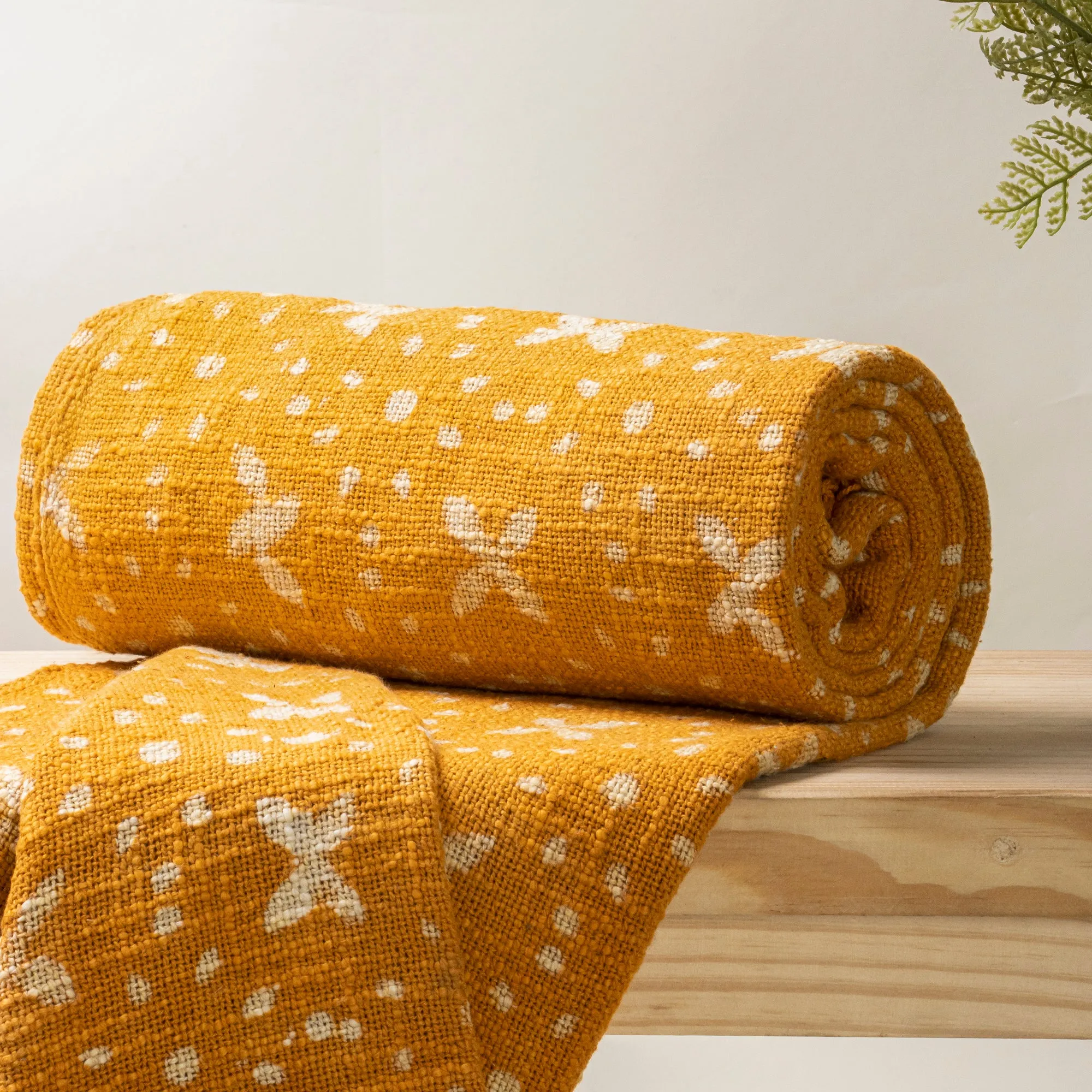 Premium Mustard Star Hand Block Print Couch Throw Blanket