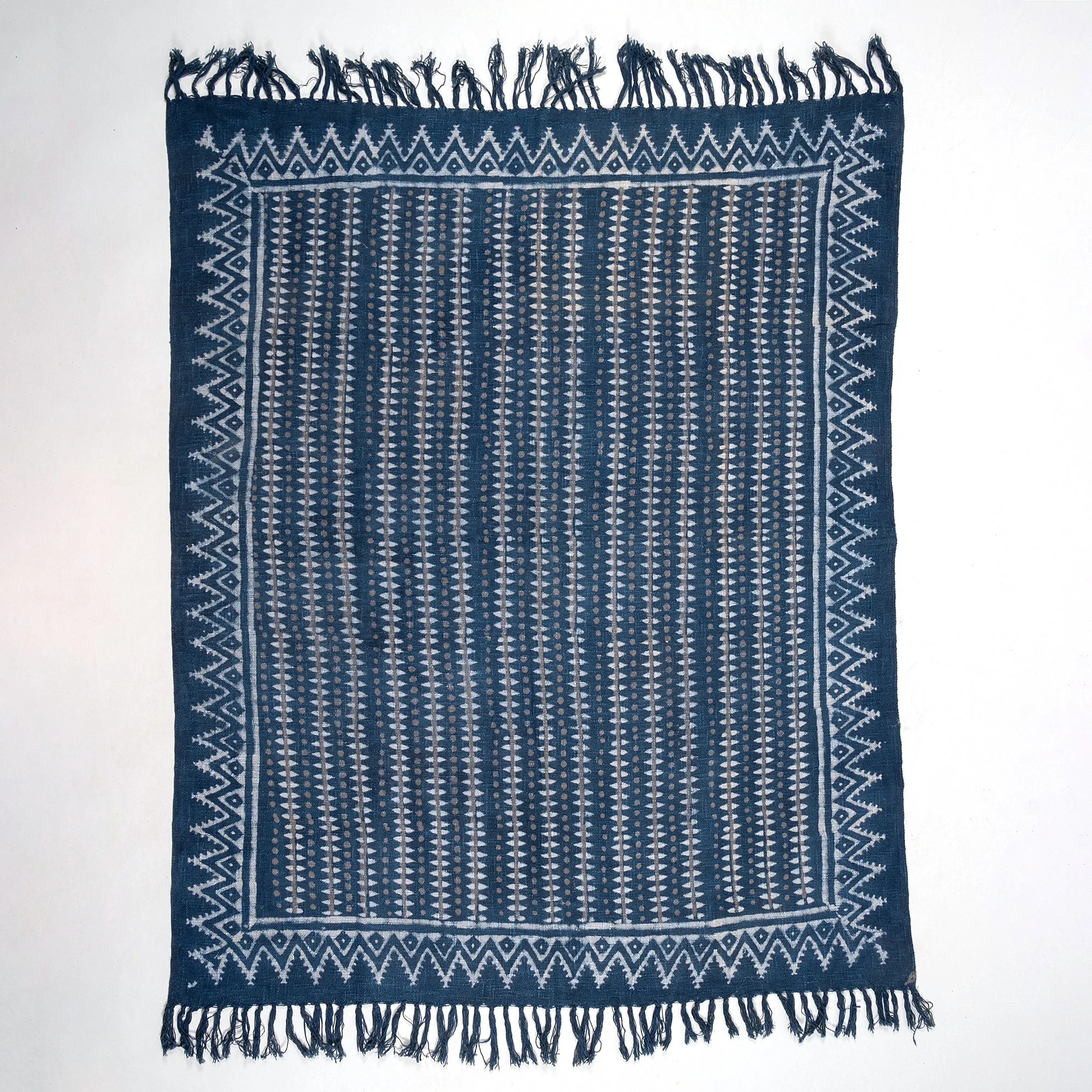 Premium Quality Blue Hand Block Stripes Printed Pure Cotton Throw Blankets