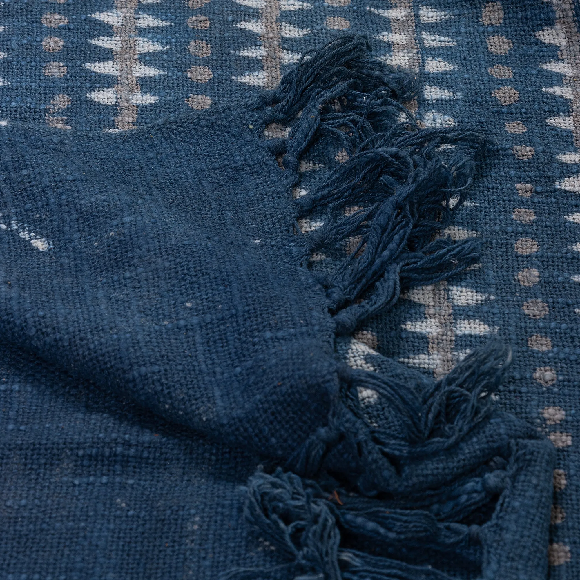 Premium Quality Blue Hand Block Stripes Printed Pure Cotton Throw Blankets
