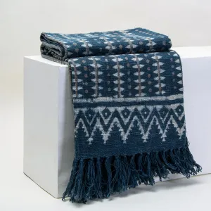 Premium Quality Blue Hand Block Stripes Printed Pure Cotton Throw Blankets