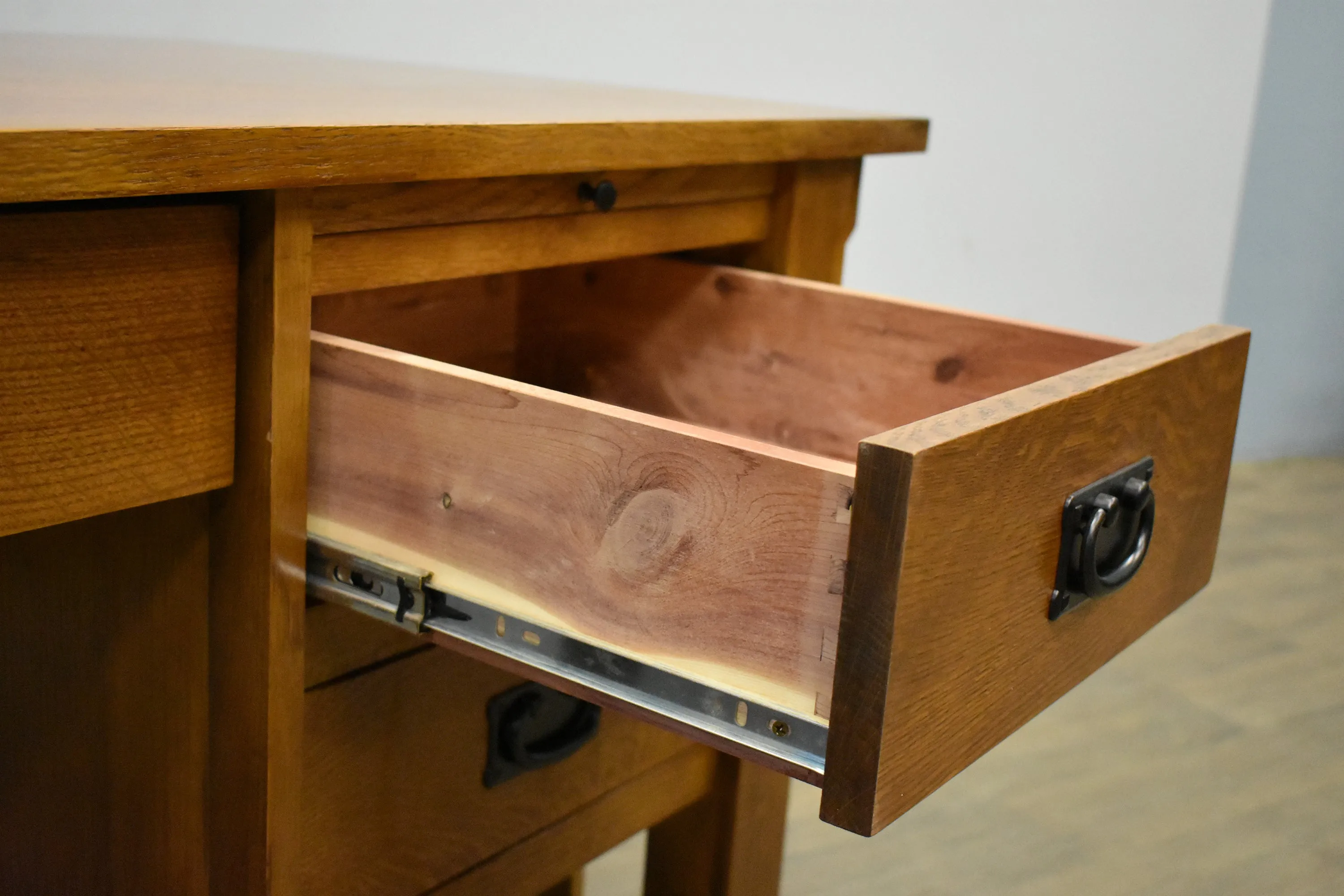 Preorder Mission Quarter Sawn Oak 5 Drawer Desk - Michael's Cherry (MC3)