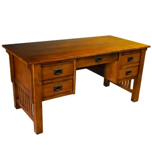 Preorder Mission Quarter Sawn Oak 5 Drawer Desk - Michael's Cherry (MC3)